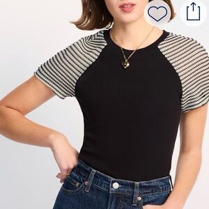 Elegant Black and White Short Sleeve Top